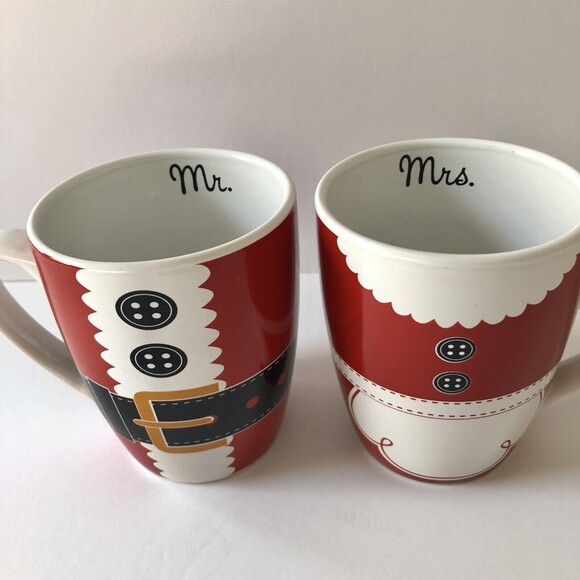 Mr. and Mrs. Claus Coffee Mugs TMD Holdings Dishwasher/Microwave Safe - Picture 3 of 7